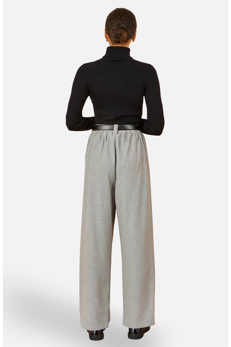 Check Wide Leg Trousers, Alternate, color, Black