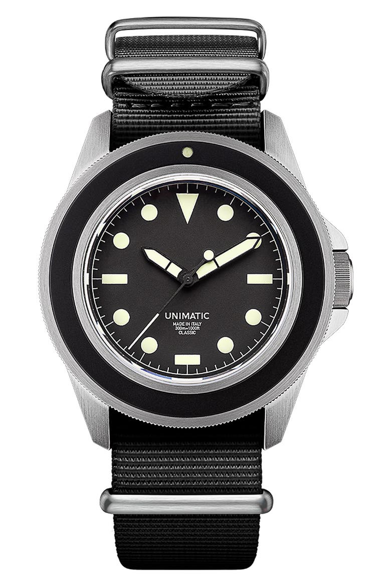 U1 Classic NATO Strap Watch, 41.5mm, Main, color, BLACK STEEL