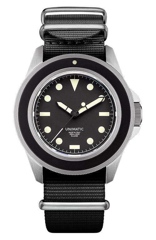 Unimatic U1 Classic Nato Strap Watch, 41.5mm In Black Steel