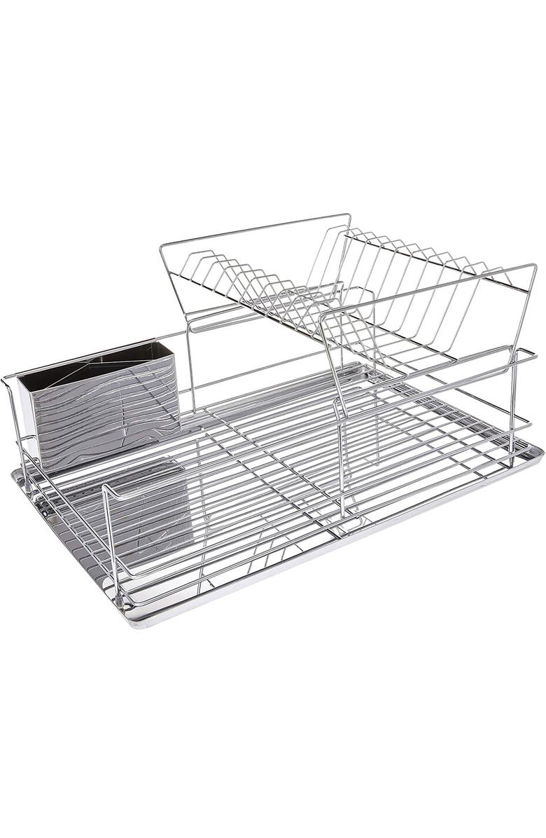 Megachef 15.5 Inch Stainless Iron Shelf Dish Rack, Alternate, color, Silver