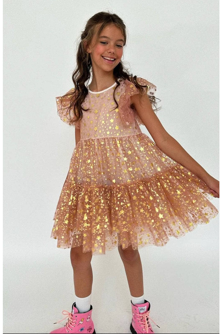 Goldie Star Dress, Alternate, color, Gold