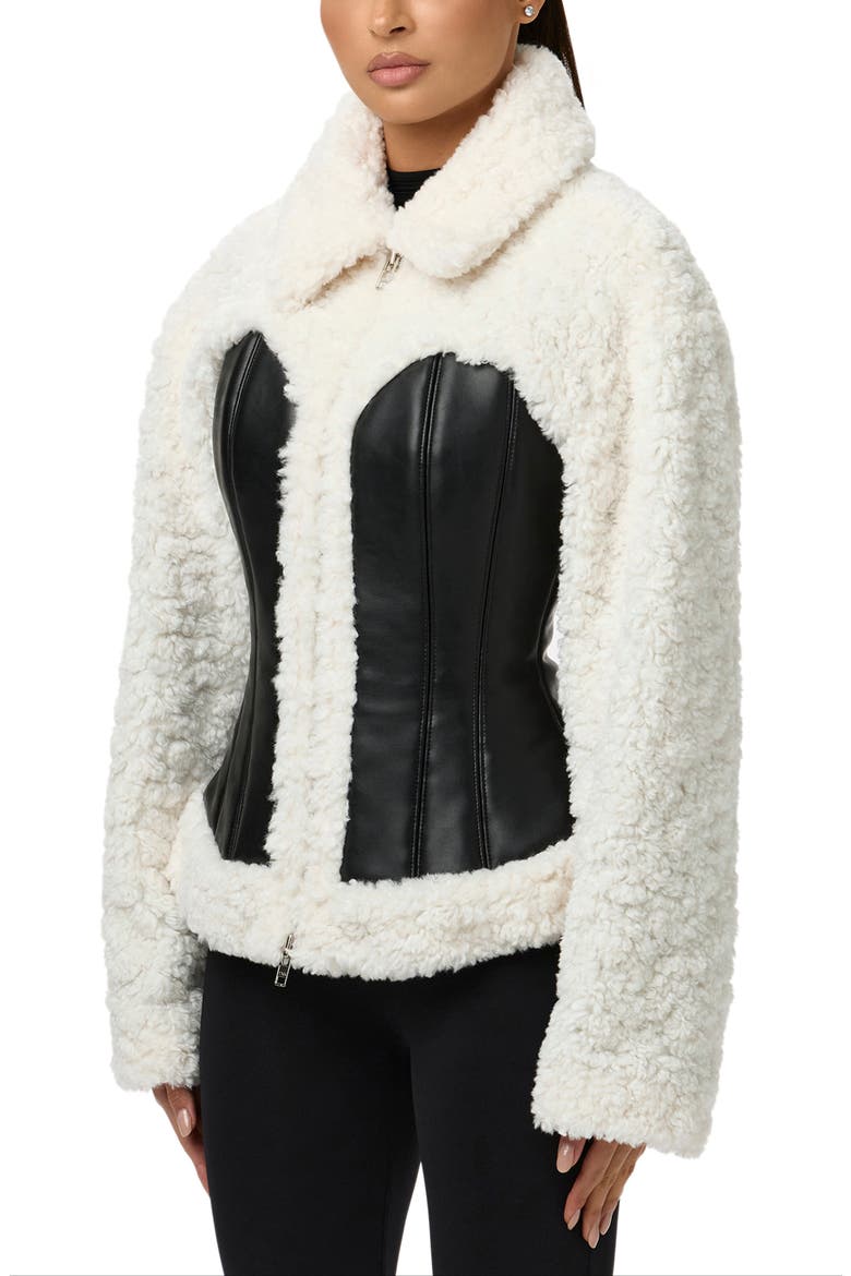 High Pile Fleece Jacket, Alternate, color, BLACK / WHITE