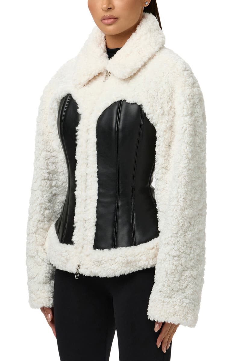 Naked Wardrobe High Pile Fleece Jacket, Alternate, color, Black / White