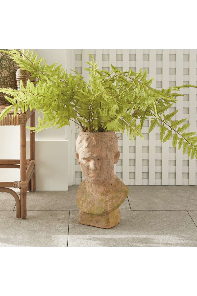 Weathered Garden Male Bust Planter, Alternate, color, Brown