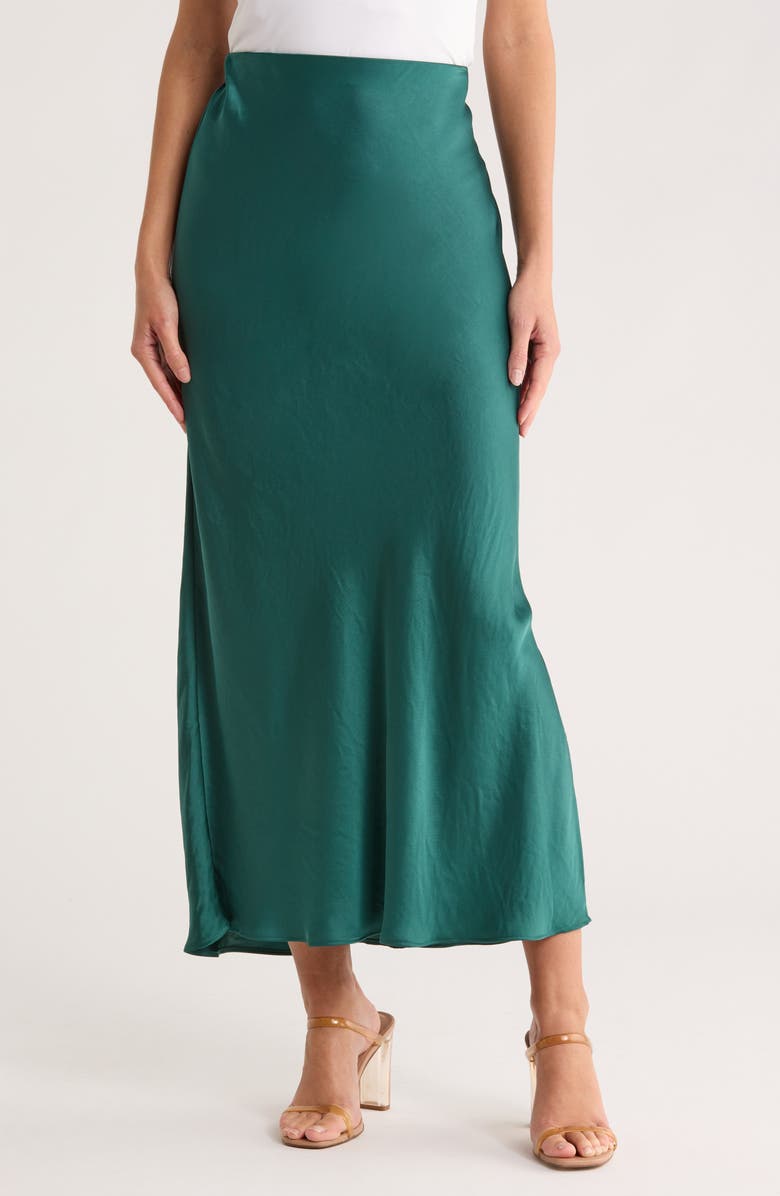 vineyard vines Satin Midi Slip Skirt, Main, color, Green