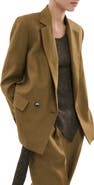 MANGO Double Breasted Linen Blazer