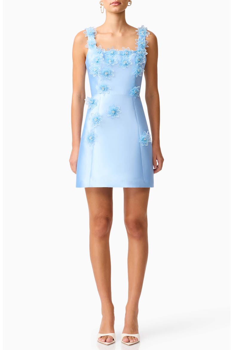 Elder 3D Floral Dress, Main, color, LIGHT BLUE