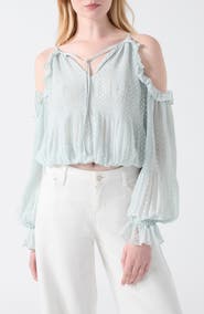 GUESS Emilia Clip Dot Cold Shoulder Top