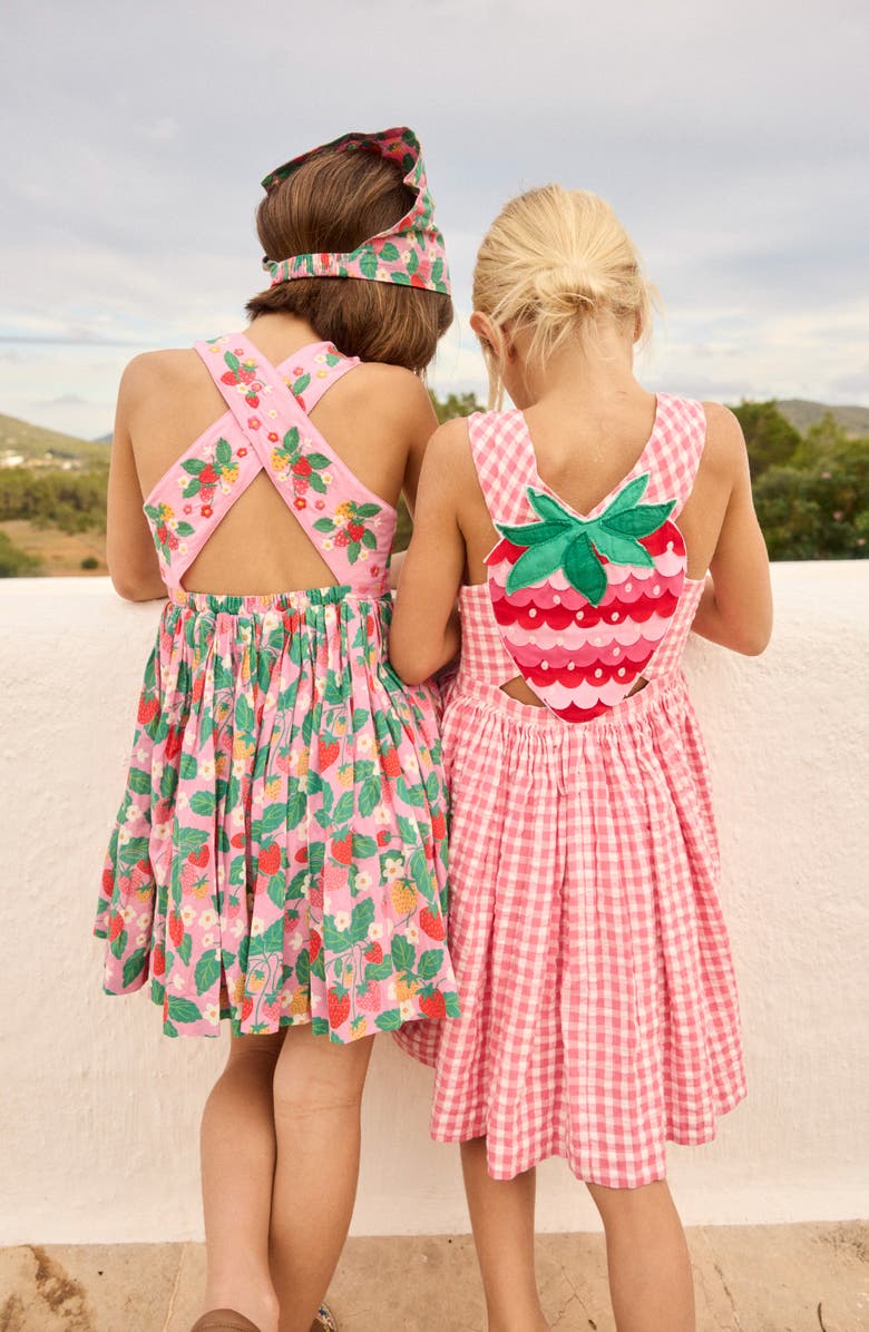 Mini Boden Kids' Zadie Back Appliqué Cotton Seersucker Sundress, Alternate, color,