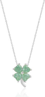 Spero London Four Leaf Clover Sterling Silver Necklace - Green
