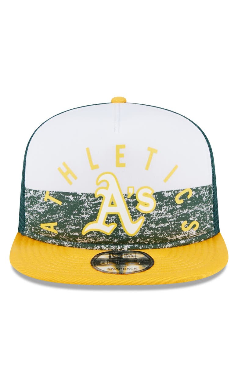 New Era Men's New Era White/Gold Oakland Athletics Team Foam Front A-Frame Trucker 9FIFTY Snapback Hat, Alternate, color, White