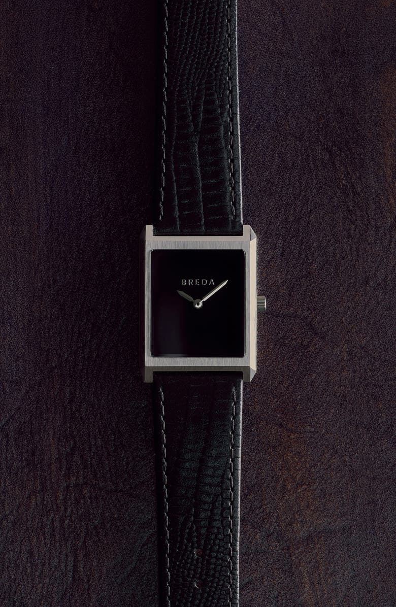 BREDA Virgil Leather Strap Tank Watch, 26mm x 35mm, Alternate, color,
