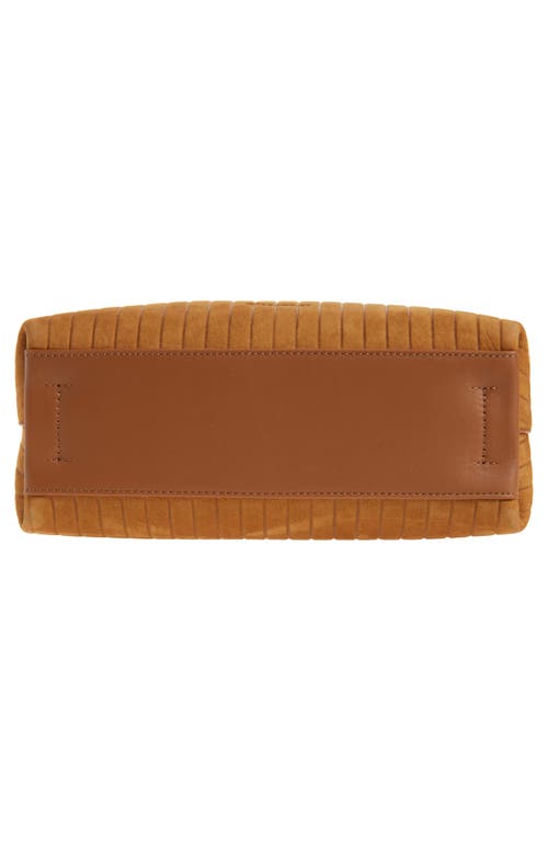 Jw Anderson Small Corner Stripe Nubuck Leather Top Handle Bag In Brown