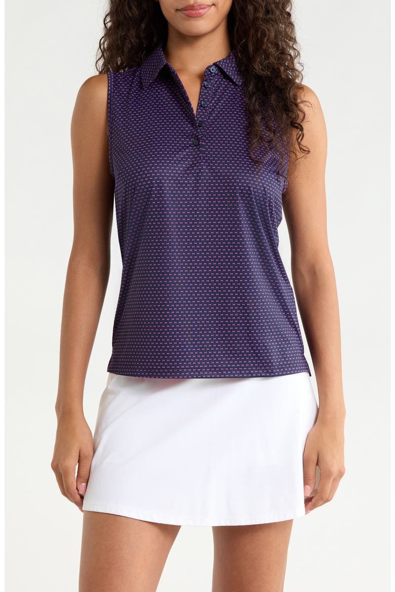 Geo 2 Silky Tech Performance Sleeveless Golf Polo, Main, color, TWILIGHT / KNOCKOUT PINK