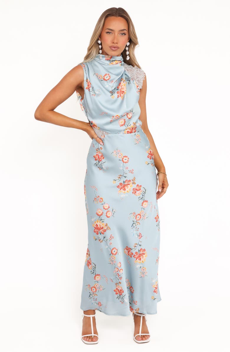 Petal & Pup AnaBelle Floral Lace Mock Neck Maxi Dress, Alternate, color, Blue Floral