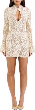 HOUSE OF CB Brianna Long Sleeve Lace Body-Con Minidress