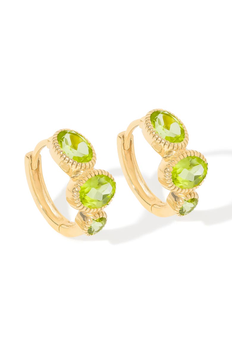 YS GEMS Gemstone Huggie Hoop Earrings, Alternate, color, Green