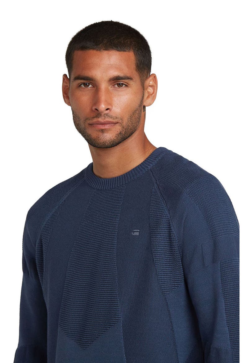 3D Biker Textureblock Crewneck Sweater, Alternate, color, INDIA INK/ SALUTE