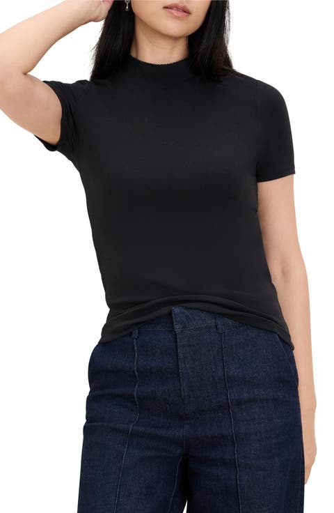 Rib Mock Neck Top