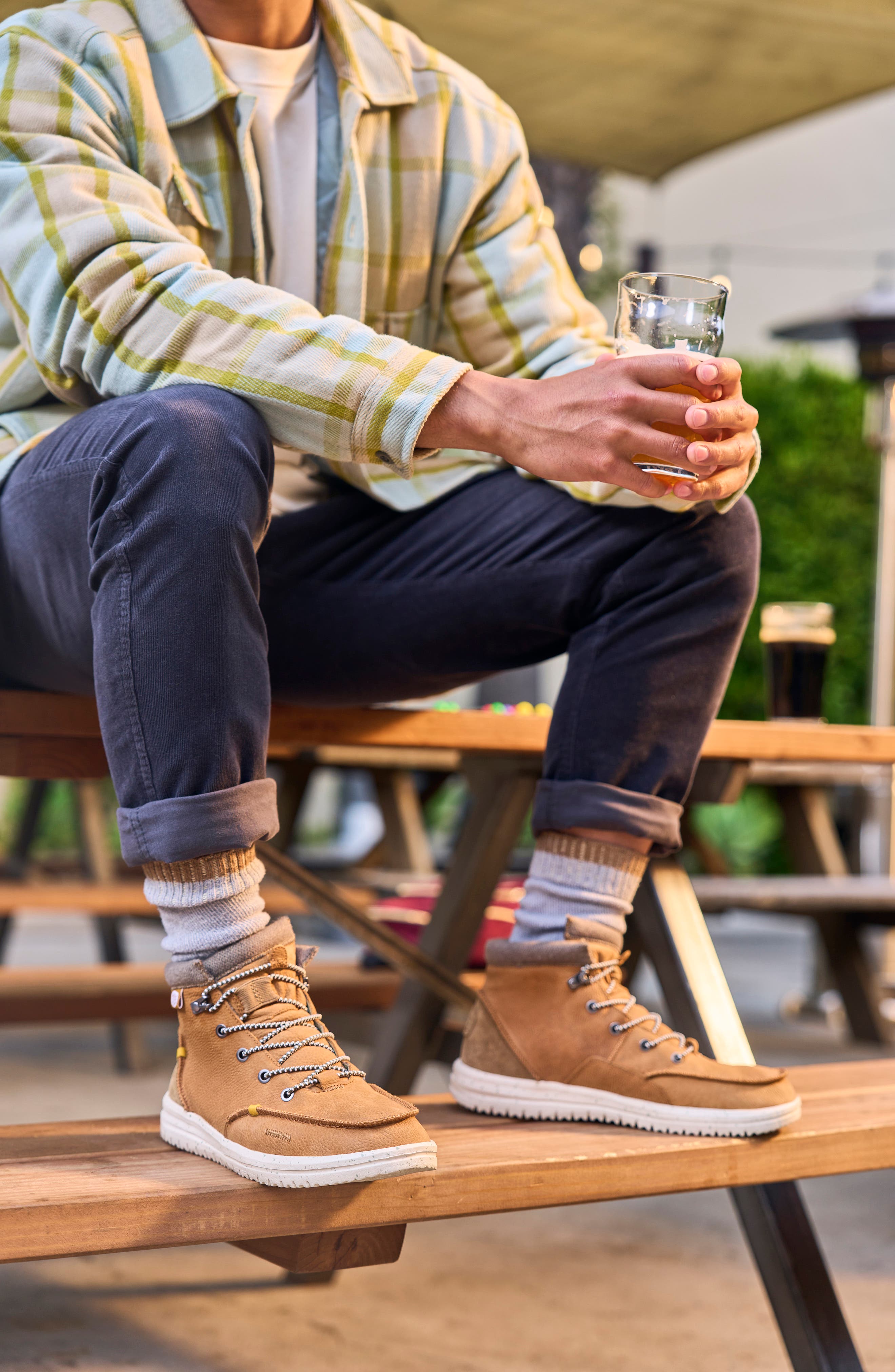 Hey Dude Bradley Water Repellent Leather Boot, Alternate, color, Cognac