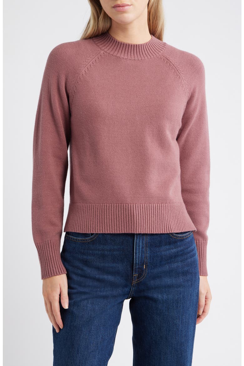 Mock Neck Raglan Sleeve Sweater, Main, color, DUSTY ROSE