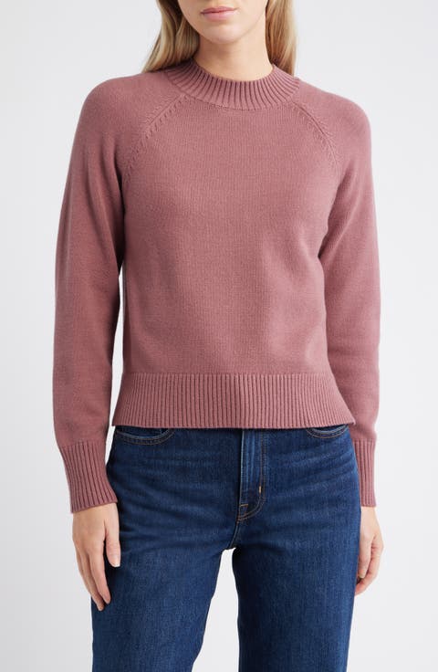 Mock Neck Raglan Sleeve Sweater