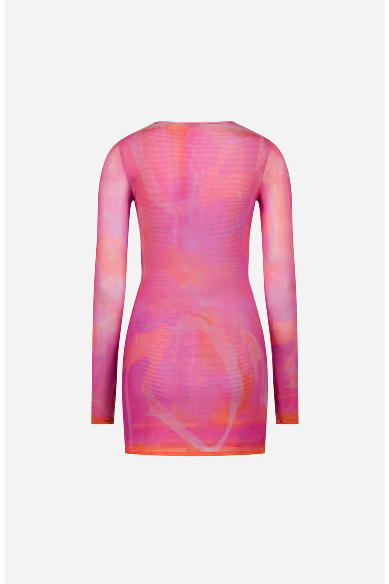 Mini Mesh Dress, Alternate, color, Pink / Orange Tie Dye