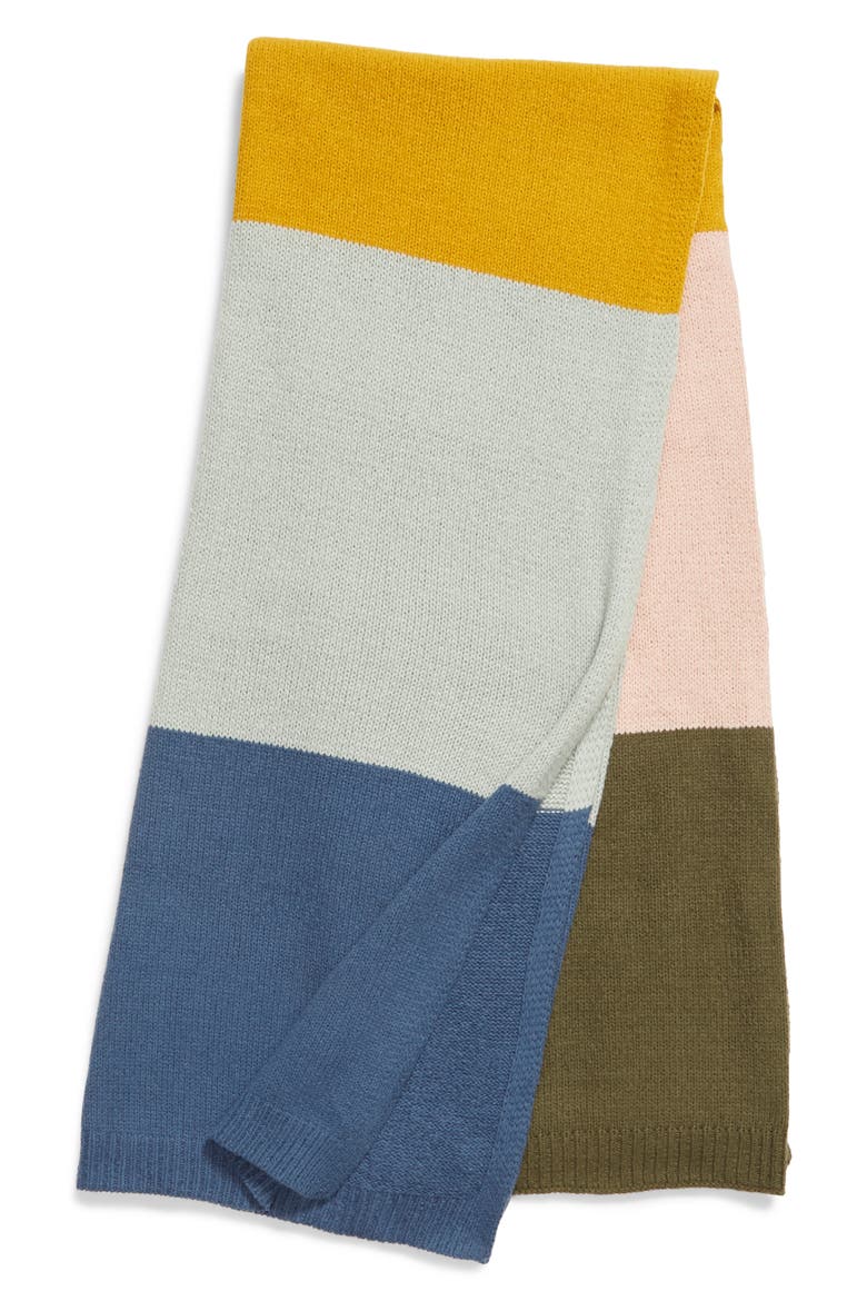 Stripe Knit Throw Blanket, Main, color, YELLOW TREASURE
