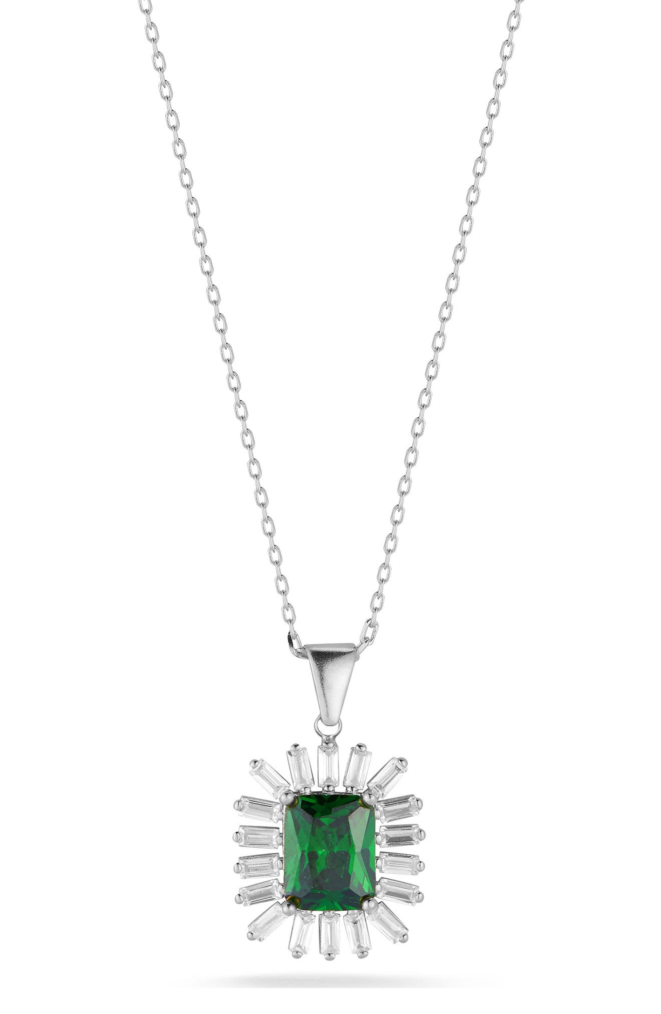 Cubic Zirconia Halo Pendant Necklace