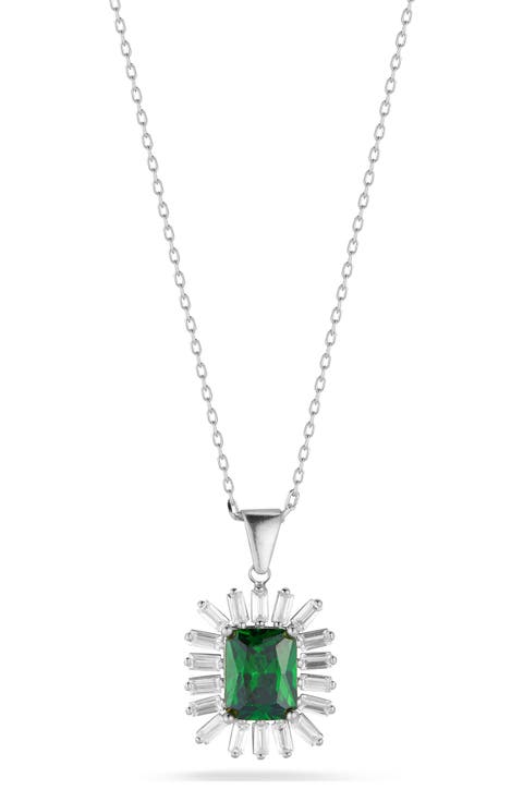Cubic Zirconia Halo Pendant Necklace