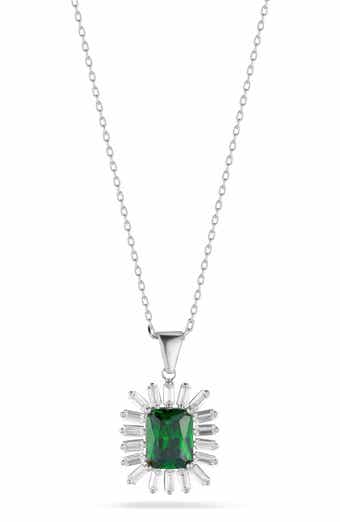 Cubic Zirconia Halo Pendant Necklace