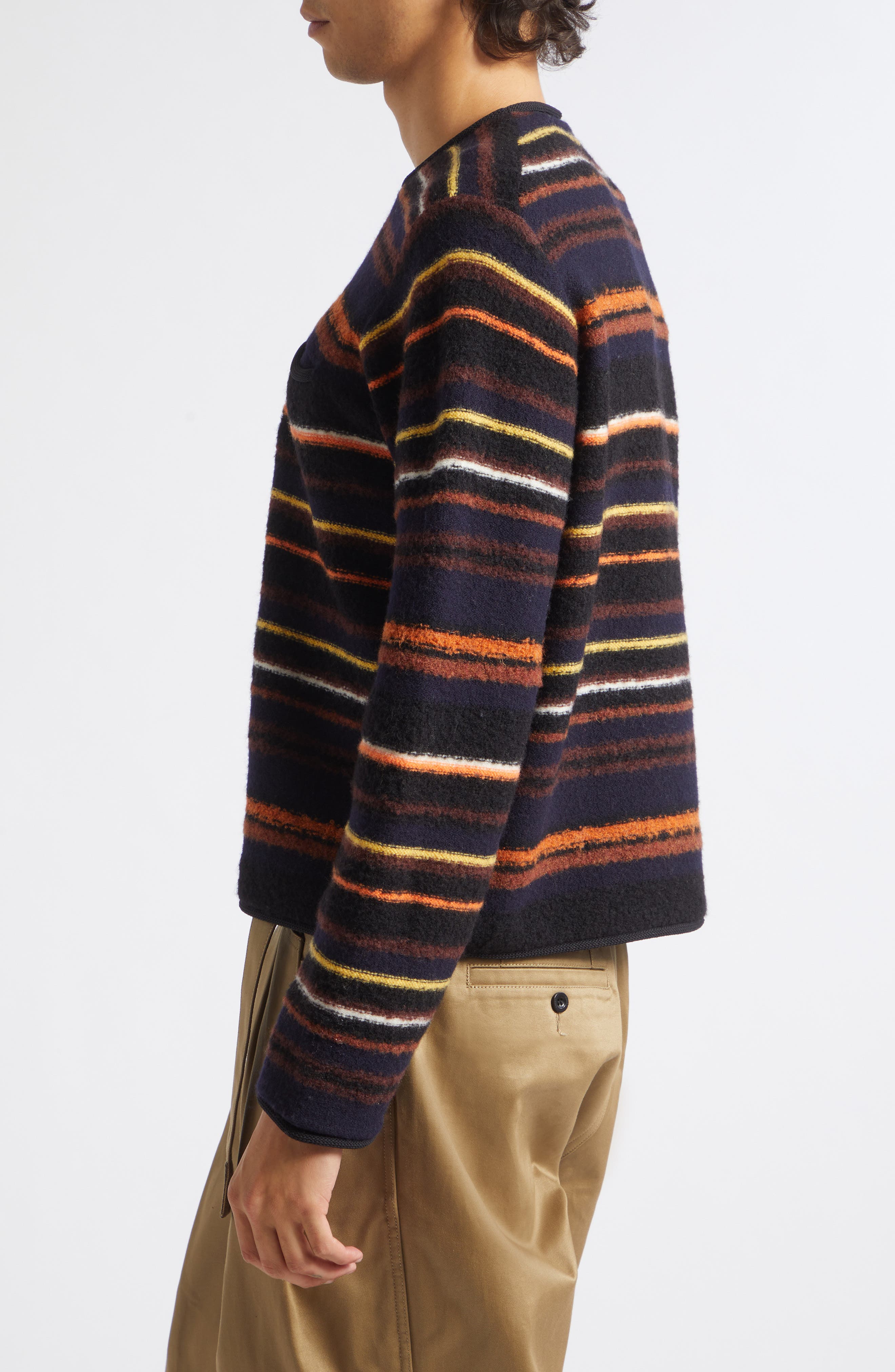 Sacai Stripe Mixed Knit Pullover (Men) | Nordstrom