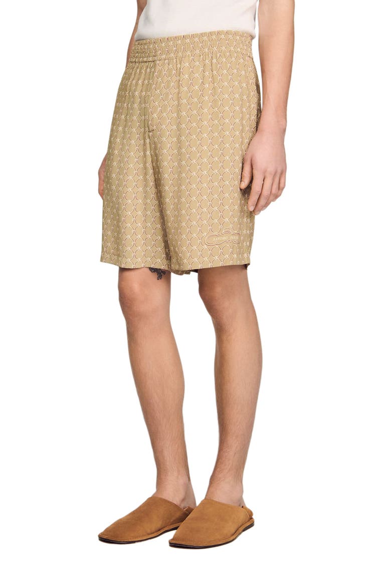Link print floaty shorts, Alternate, color, Lime