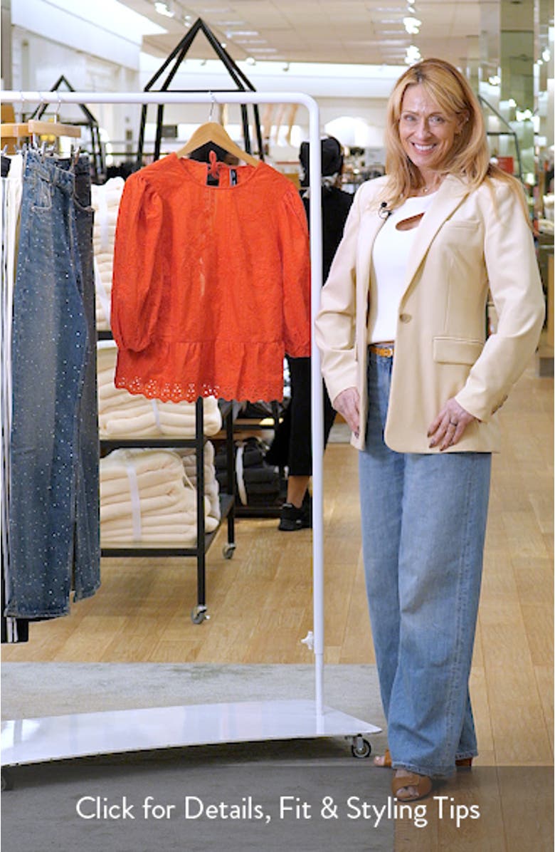 Floral Embroidered Cotton Peplum Top, sales video thumbnail