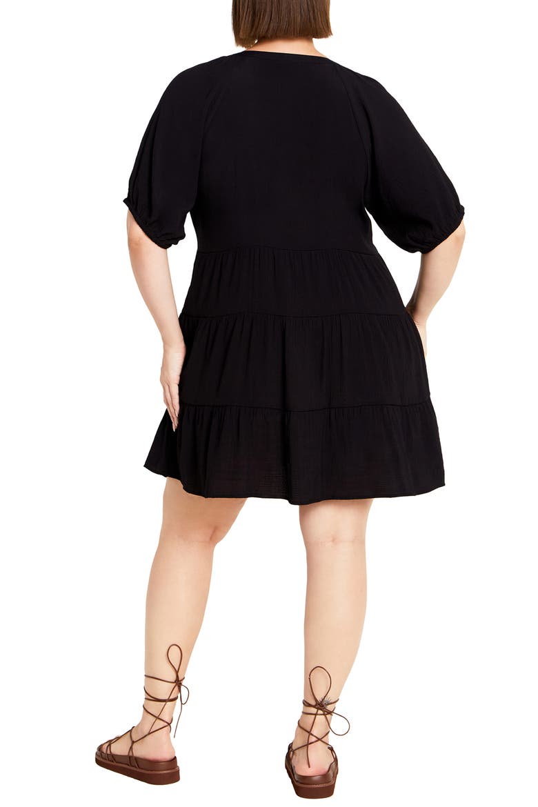 Kara Tiered Minidress, Alternate, color, BLACK