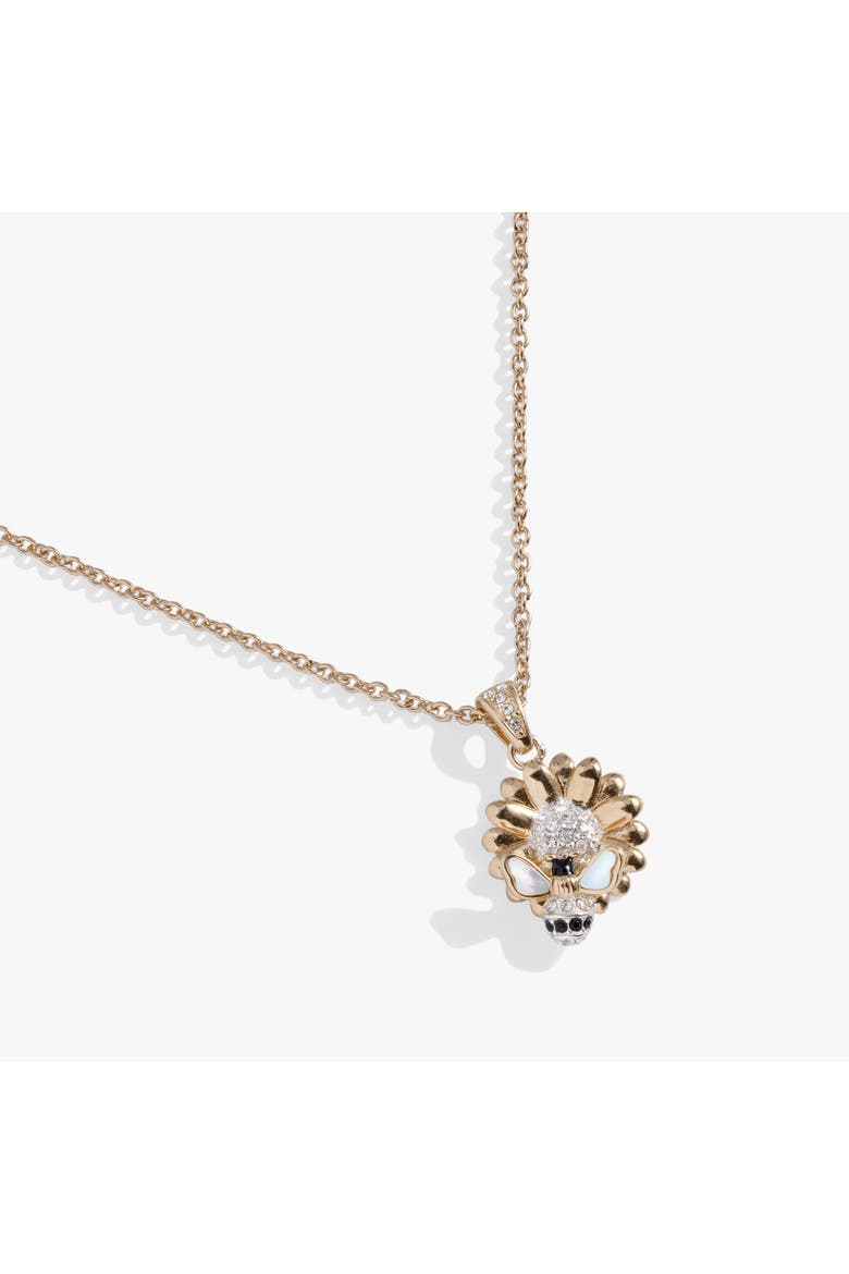 Sunflower & Bee Pendant Necklace, Alternate, color, Gold