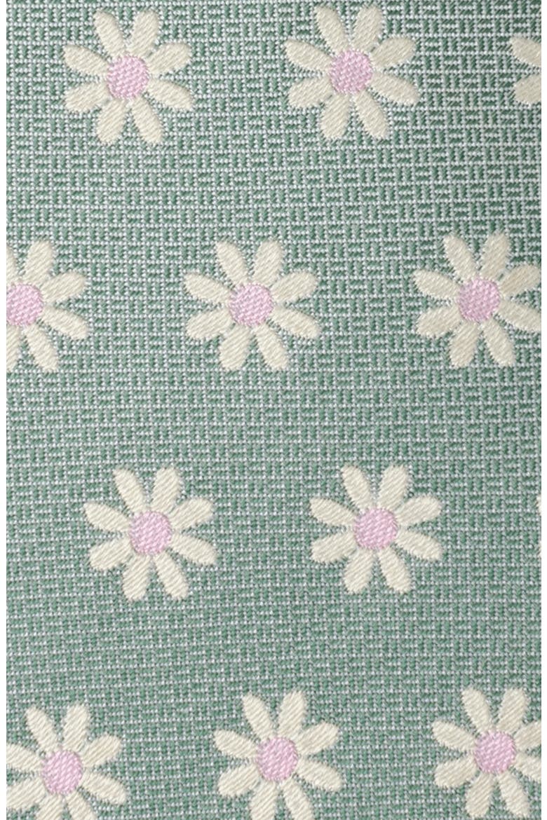 Daisy Floral Silk Tie, Alternate, color, GREEN