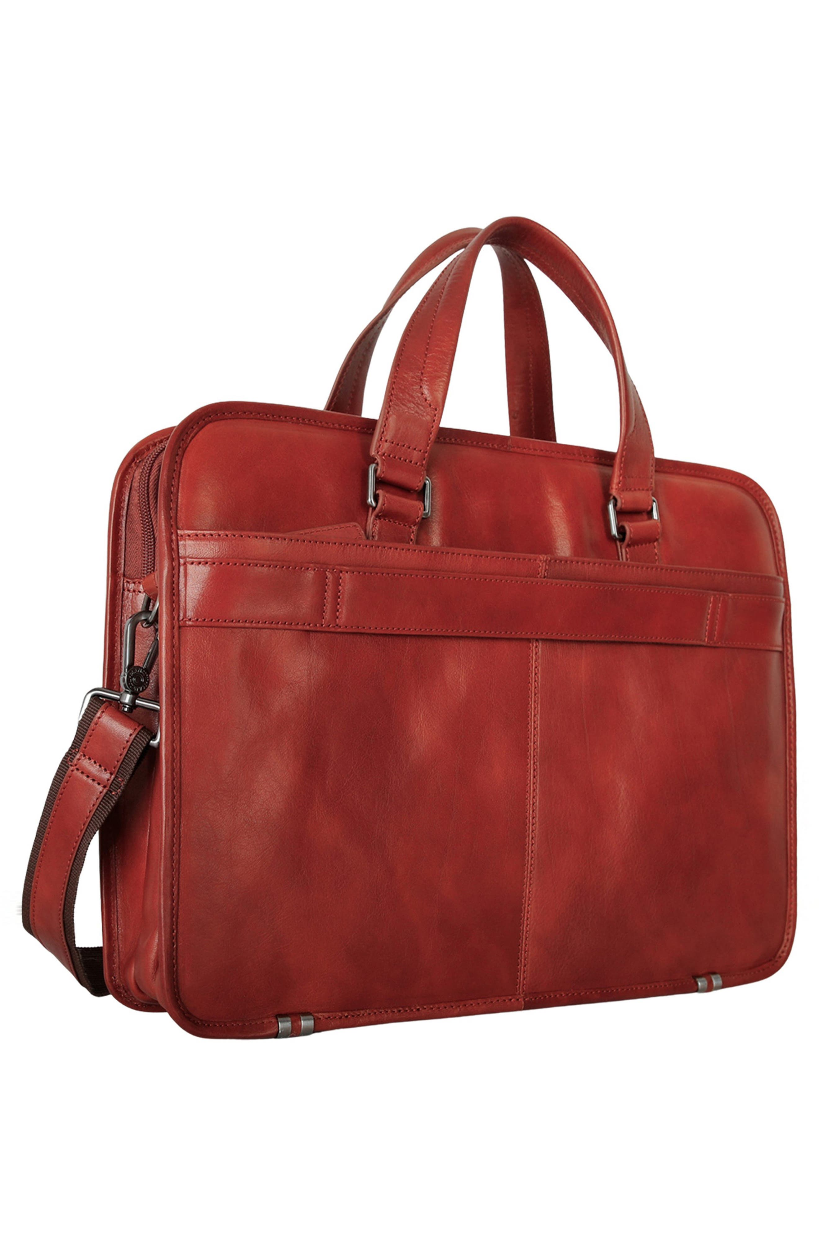Leather Triple Compartment Briefcase, Alternate, color, COGNAC