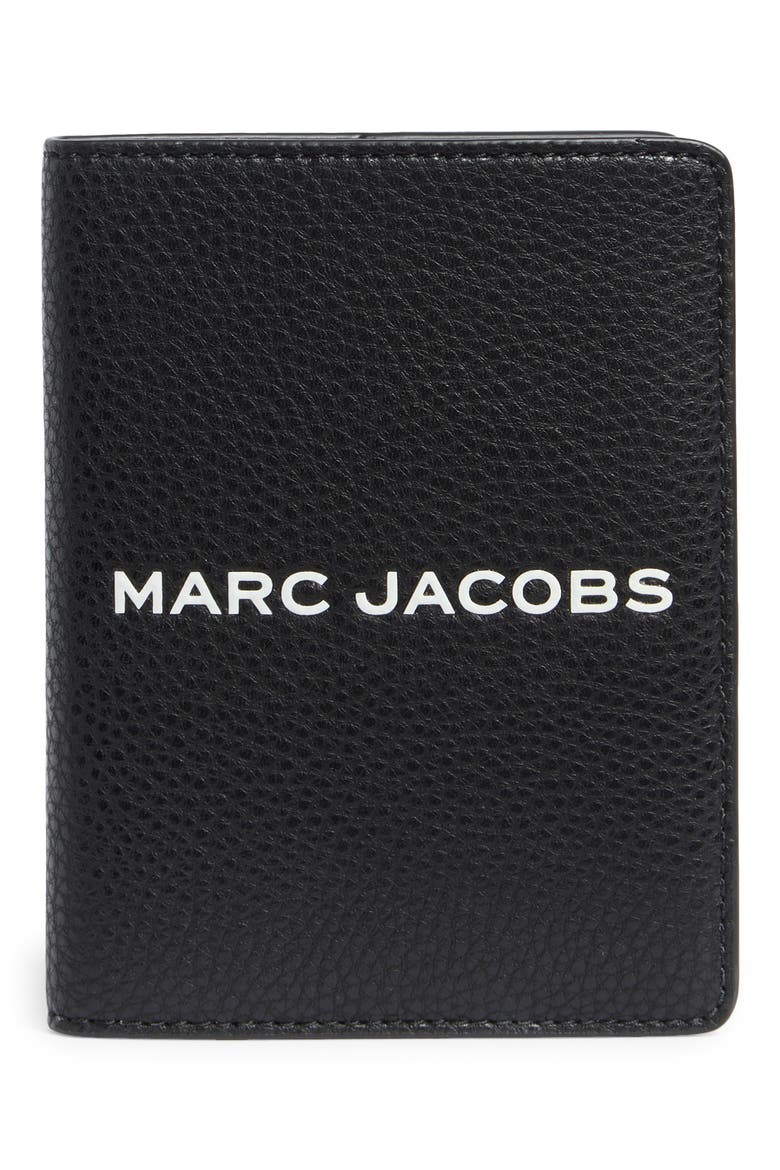 Bold Logo Leather Passport Case, Main, color, BLACK