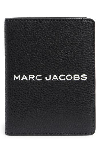 Marc Jacobs Bold Logo Leather Passport Case In Black