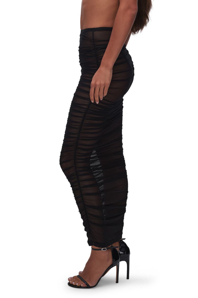 Ruched Mesh Cover-Up Maxi Skirt, Alternate, color, BLACK001