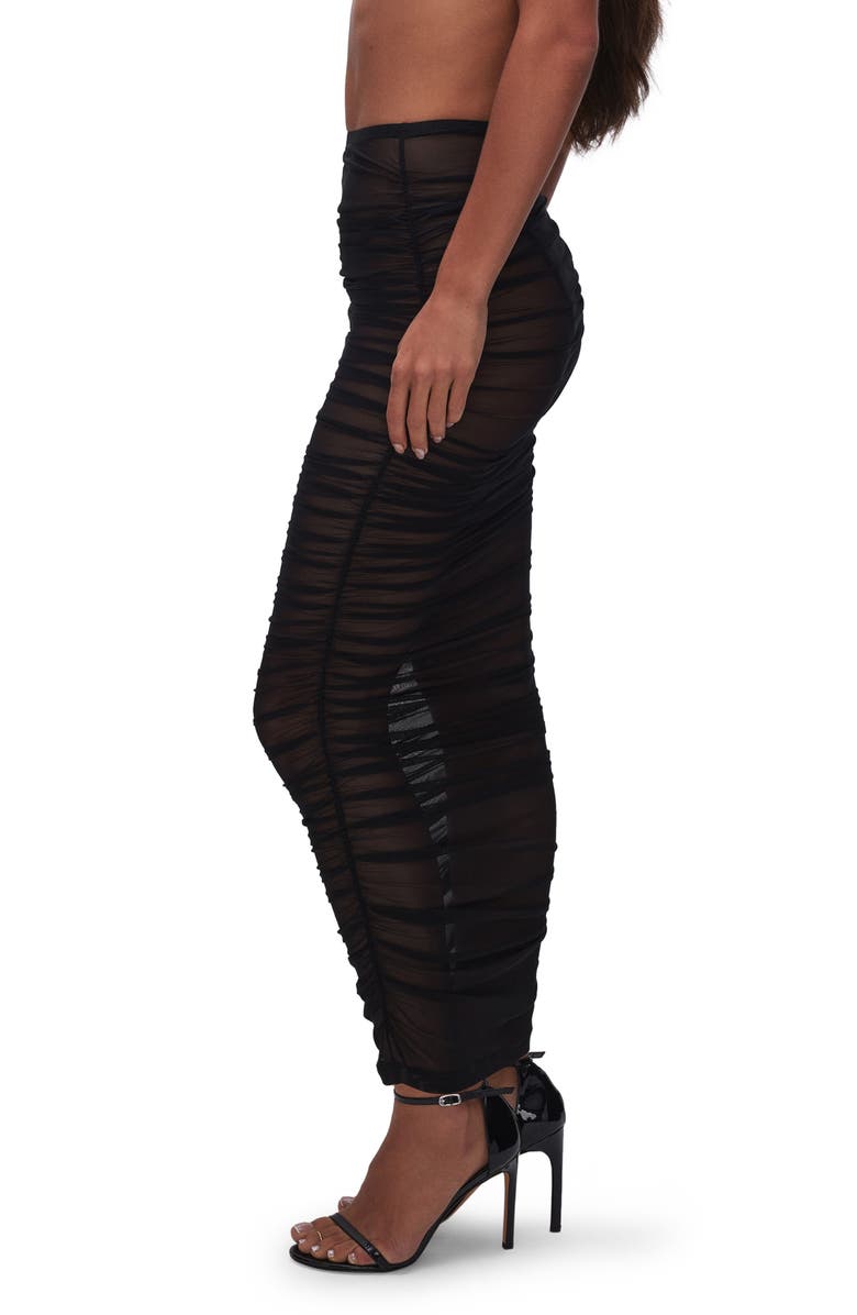 Good American Ruched Mesh Cover-Up Maxi Skirt, Alternate, color, 