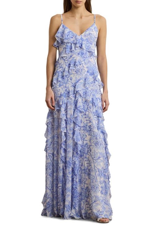 Floral Ruffle Georgette Gown