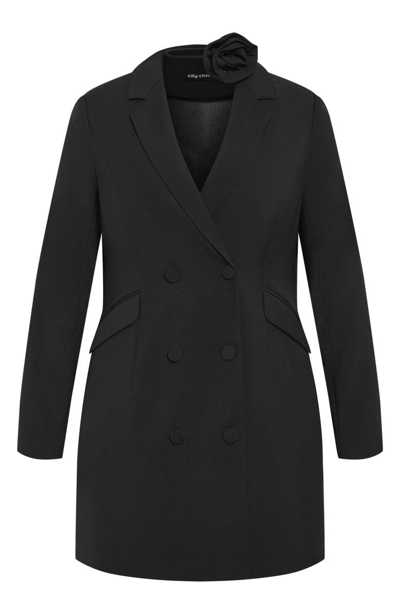 City Chic Serena Long Sleeve Blazer Minidress with Rosette Neck Tie, Alternate, color, 
