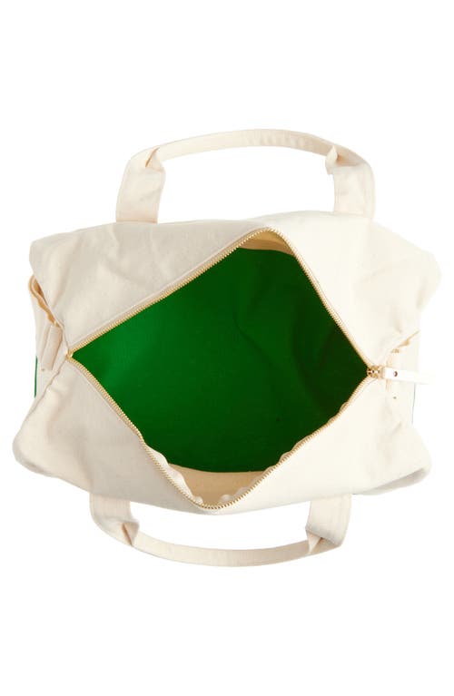 Favorite Daughter Logo Embroidered Canvas Duffle Bag In Natural Green