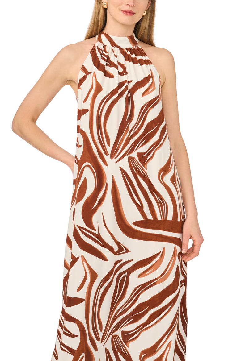 Halter Tie Back Maxi Dress, Alternate, color, CHOCOLATE