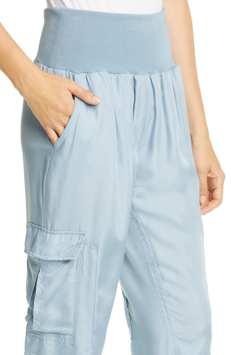 Cinq à Sept Giles Cupro Crop Cargo Joggers, Alternate, color, Clyd