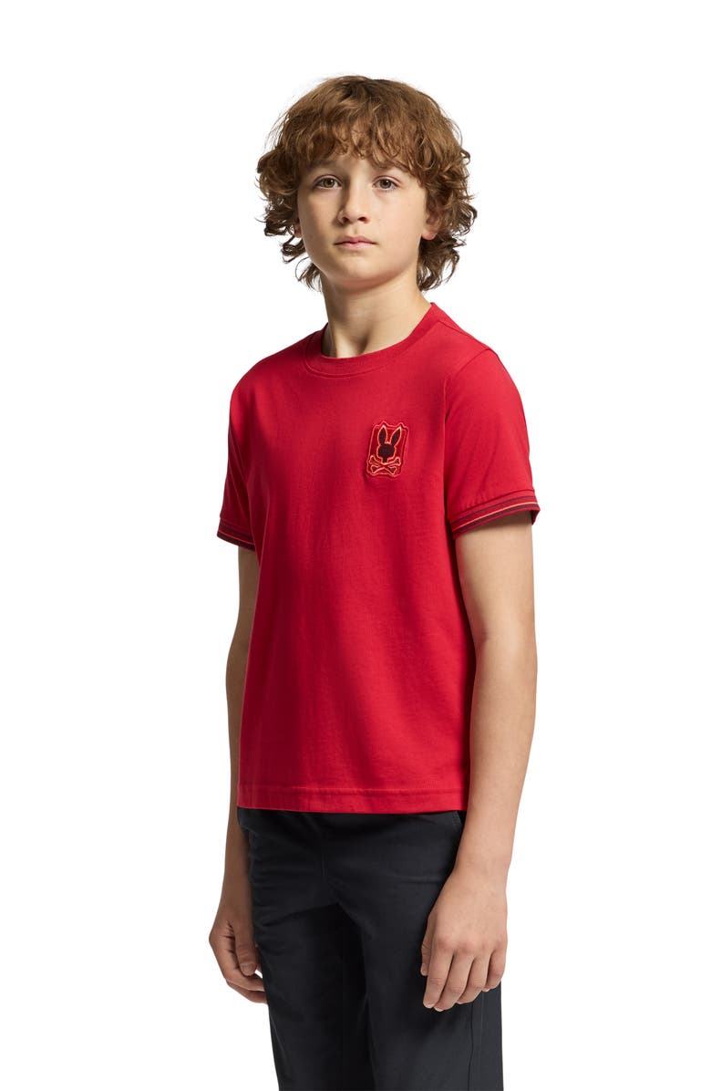 Psycho Bunny Kids' Pierce Fashion Embroidered T-Shirt, Alternate, color, Brilliant Red 2