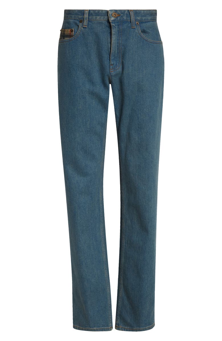 Burberry Dalia Check Pocket Straight Leg Jeans, Main, color, Mid Blue