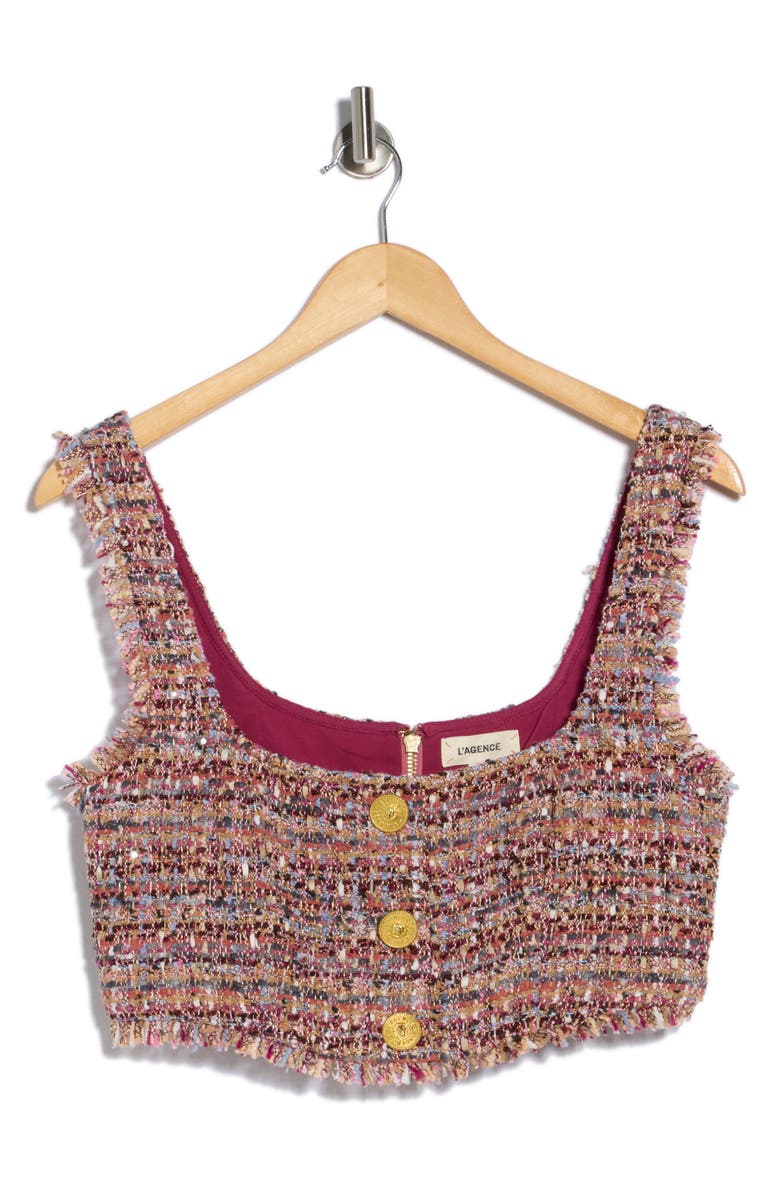 L'AGENCE Maylin Tweed Bralette Crop Top, Main, color, Mauve/ Tan Multi Tweed